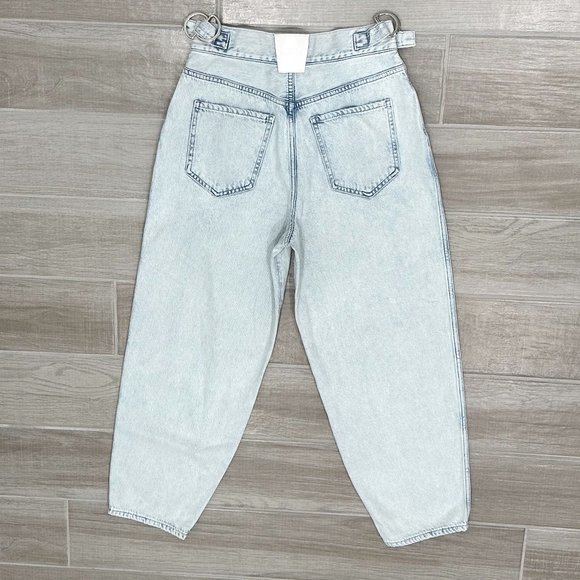 7 For All Mankind Balloon Tab Pant in Isadora Vito Iris Blue Denim Jeans Size 27 - Picture 4 of 16